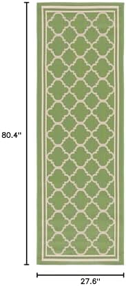 SAFAVIEH Washable Rug Outdoor Courtyard Collection - 2'3" x 6'7" Runner, Green & Beige, Non-Shedding & Easy Cleaning, Ideal for Patio, Entryway, Mudroom, Hallway, Kitchen (CY6918-244) - Image 4