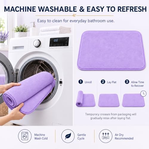RUN HELIX Bathroom Rugs Sets 3 Piece, Soft Absorbent Memory Foam Bath Mats Set, Dry Fast Bath Mat, Machine Washable Bath Rug Set for Bathroom (Lilac) - Image 6
