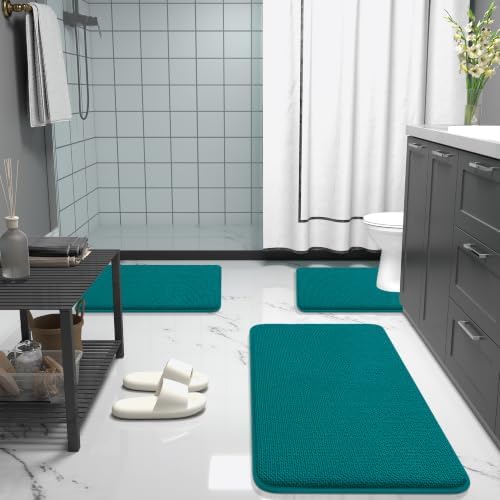 OLANLY Memory Foam Large Bathroom Rugs 59x35, Absorbent Bath Mat, Deep Lake - Image 7