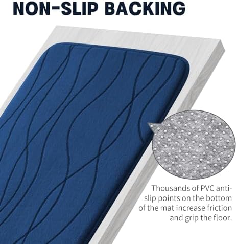 YIHOUSE Bathroom Rugs Set 2 Piece, Memory Foam Bath Mat Navy Blue - Image 7