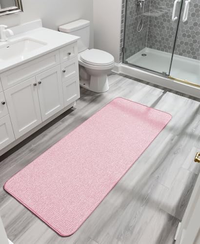 Bosap Bath Mat,Ultra Thin Bathroom Runner Rugs,Large Bath Mats for Bathroom,Quick Dry,Non-Slip,Machine Washable,Low Pile,Bath Rug,Shower Outside,Sink,Home Decor Accessories.Pink,1'9"x3'11"(21x47inch) - Image 6