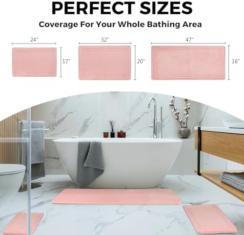 Pink Bathroom Rugs Memory Foam Small Thin Bath Mat Non Slip Washable - Image 6