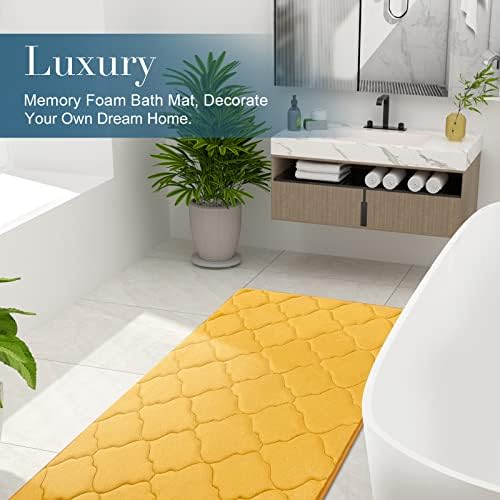 OLANLY Memory Foam Bath Mat Rug 59x24, Ultra Soft Bathroom Rugs, Yellow - Image 6