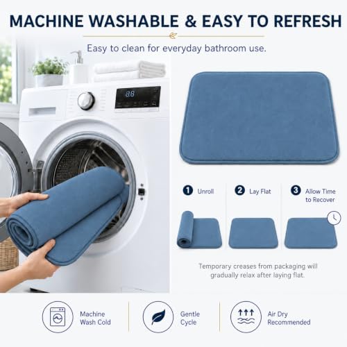 RUN HELIX Bathroom Rugs Sets 3 Piece, Soft Absorbent Memory Foam Bath Mats Set, Dry Fast Bath Mat, Machine Washable Bath Rug Set for Bathroom (Misty Blue) - Image 6