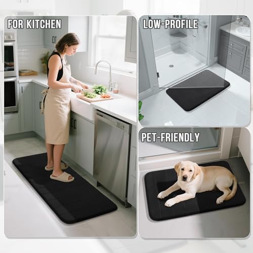 Yimobra Large Memory Foam Bathroom Mat Set, 44 x 24 & 24 x 17 in, Black - Image 6
