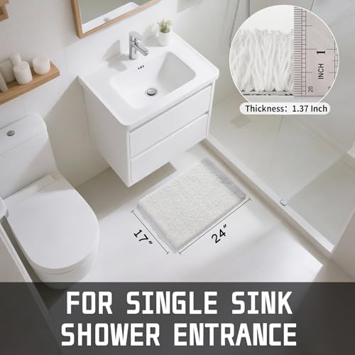 Yimobra Off White Bathroom Rugs Non Slip Washable 24x17, Small Bath Mat - Image 6