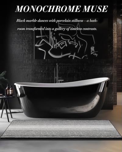 BSICPRO Large Bathroom Rugs Runner, 22x60 Striped Bath Mats, Black - Image 6