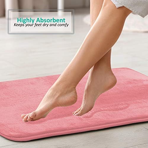 Clara Clark 2 Piece Bathroom Rugs, Velvet Memory Foam Bath Mat Set, Non-Slip Bath Rugs, Machine Wash, Dries Quickly, Ultra Soft Plush Bath Mats for Bathroom, 20 x 32 + Contour, Coral Pink - Image 7