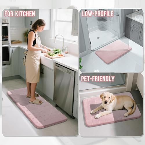 Yimobra Large Bath Mat 36"x24", Super Soft Quick Dry Memory Foam Bathroom Rug, Water Absorbent, Non Slip Backing Machine Washable for Tub Shower, Thick Comfort Support, Pink - Image 6