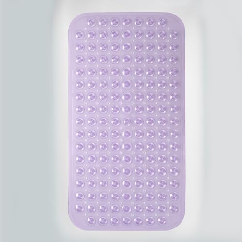 AmazerBath Bath Tub Mat, Medium Size 27.6 x 15 Inches Non-Slip Shower Mats with Suction Cups and Drain Holes, Bathtub Mats Bathroom Mats Machine Washable (Clear Purple) - Image 7