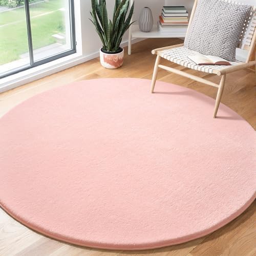 Amearea Pink Round Area Rug 4ft Washable Circle Rug for Bedroom Living Room - Image 7