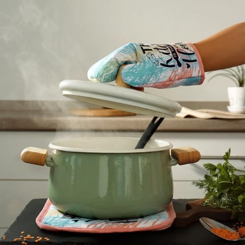 Fourluoo 10 Pcs Kitchen Towels Rugs Pot Holders Oven Mitts Cooking Set - Image 6