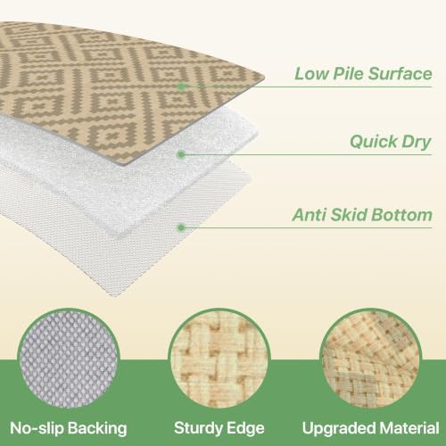 GENIMO Outdoor Rug, Waterproof Plastic Rugs for Patio, 6'x9' Oat Beige - Image 7
