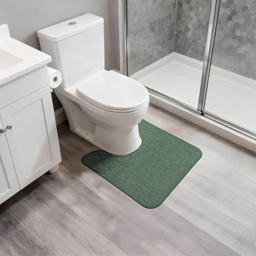 Bosap Toilet Rugs U Shaped Bathroom Rug,Machine Washable Non Slip Quick Dry Super Absorbent Ultra Thin Toilet Mats for Bathroom Toilet.Green,1'8"x2'(20x24inch) - Image 6