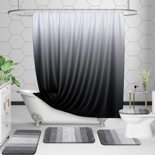 OLANLY Microfiber Bathroom Rugs Sets 3 Piece, Absorbent Bath Mats, Grey - Image 6