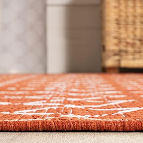 JONATHAN Y Moroccan Geometric Indoor Outdoor Area Rug 8X10 Orange/Cream, Ourika Textured Weave for Backyard, Patio, Porch, Easy-Cleaning, High Traffic, Pet-Friendly, Non-Shedding (SMB108P-8) - Image 6