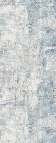 2x5 Coastal Abstract Runner Rug: Ultra Soft Washable Kitchen Hallway Entryway Carpet Indoor Non Slip Low Plie Mat for Bedroom Laundry Gifts for Newlyweds Household Modern Home Decor 2x5 Sky Blue by YOUFORTONG