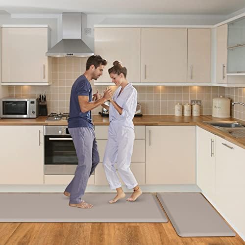 HappyTrends Kitchen Mat,17.3"x28"+17.3"x60" Khaki, Cushioned Comfort - Image 7