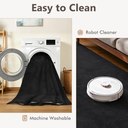 2x8 Black Solid Runner Rug Washable Non-Slip for Kitchen Hallway Bathroom - Image 6