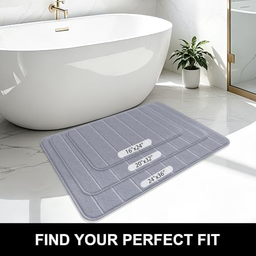 Memory Foam Bath Mat 36" x 24", Ultra Soft Absorbent Bathroom Rug Non Slip, Machine Washable Bath Rug for Bathroom, Shower and Tub,Grey - Image 7
