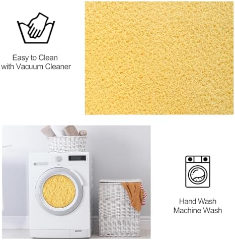 FlyDOIT Area Rugs for Bedroom Living Room, 5x8 Yellow Super Soft Comfy Thickened Memory-Foam Indoor Carpets, Modern Aesthetic Minimalist Carpet for Boys Girls Adults Apartment Nursery Home Décor - Image 6
