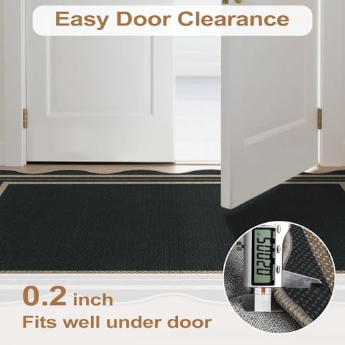 Modern Easy Jute 4x6 Outdoor Patio Rug, Washable Indoor Black Kitchen Rugs Farmhouse Neutral Non Slip Area Rug for Living Room Backyard Bedroom - Image 6