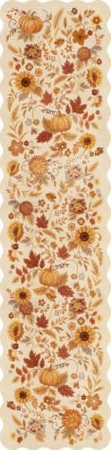 3x12 Long Hallway Runner Rug: Washable Fall Pumpkin Kitchen Rug Beige-Gold by BYYVOORugsforYourHome