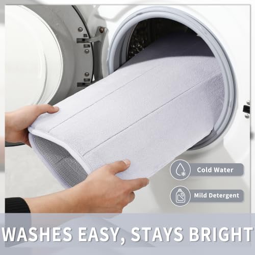 Yimobra Bathroom Runner Rugs 72"x24" Non Slip Washable Memory Foam Bath Mat, Super Soft Water Absorbent Hallway Carpet for Vanity Tub Shower, White - Image 6