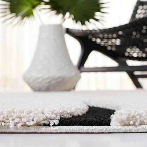SAFAVIEH Florida Shag Rug 9'x12', Soft Plush Ivory & Black SG471-1290 - Image 6