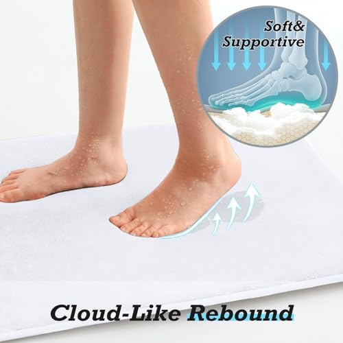 HUXMEYSON Bathroom Rugs Sets 2 Piece, Non-Slip & Quick Dry Bath Mat Set, Ultra Soft Velvet Bath Rugs for Bathroom, Toilet and Shower Floor, White - Image 7