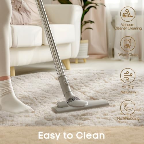 Ophanie 3x5 Oval Ivory Rugs for Bedroom Living Room,Fluffy Fuzzy Furry Carpet,Plush Soft Shaggy Indoor Floor Area Rug for Kids Girls Boys Baby Teen Dorm Decor with Over 99 pcs Pile fibers - Image 6