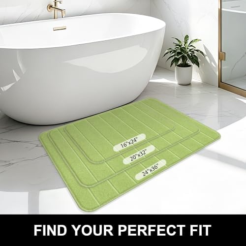 Memory Foam Bath Mat 24" x 16", Ultra Soft Absorbent Bathroom Rug Non Slip, Machine Washable Bath Rug for Bathroom, Shower and Tub,Green - Image 7