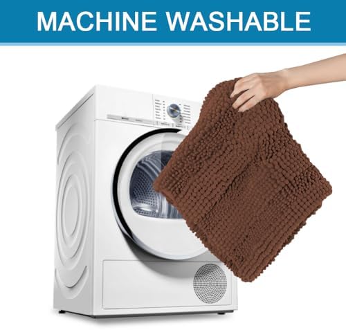 H.VERSAILTEX 2 Piece Bathroom Set Extra Thick Chenille Striped Pattern Bath Rugs for Bathroom Non Slip Soft Plush Shaggy Bath Mats for Floor(Caramel, 32 x 20 Plus 24 x 17 - Inches) - Image 7