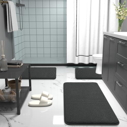 OLANLY Memory Foam Large Bathroom Rugs 44x32, Absorbent Bath Mat, Dark Grey - Image 7