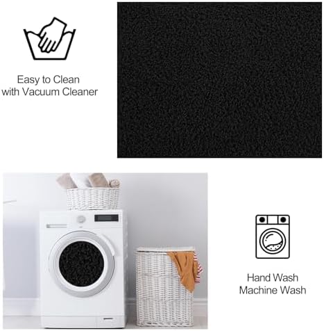 FlyDOIT Area Rugs for Bedroom Living Room, 7x10 Black Super Soft Comfy Thickened Memory-Foam Indoor Carpets, Modern Aesthetic Minimalist Carpet for Boys Girls Adults Apartment Nursery Home Décor - Image 6