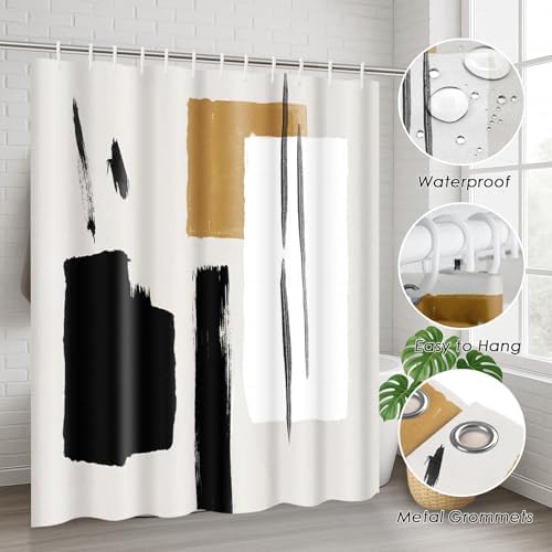 Bathroom Sets with Shower Curtain and Rugs, Boho Set of 4 Geometric - Image 6