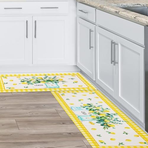 Lemon Kitchen Rugs Set of 2, Kitchen Decor and Accessories Washable Rug - Image 7