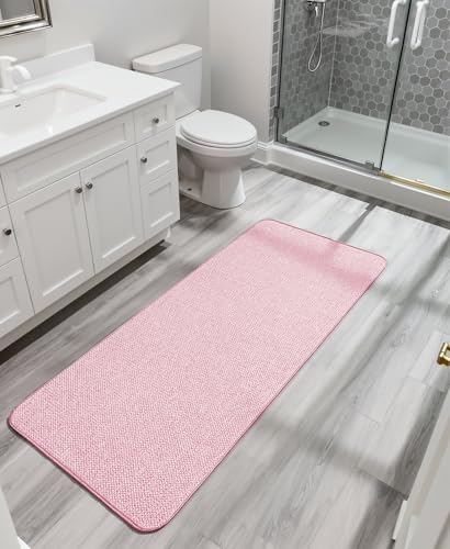 Bosap Bath Mat,Ultra Thin Bathroom Runner Rugs,Large Bath Mats for Bathroom,Quick Dry,Non-Slip,Machine Washable,Low Pile,Bath Rug,Shower Outside,Sink,Home Decor Accessories.Pink,2'x6'(24x72inch) - Image 6
