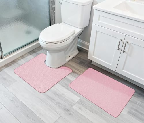 Bosap Bath Mat Set 2 Pieces,Ultra Thin Bathroom Rugs,Rubber Toilet Rugs - Image 6