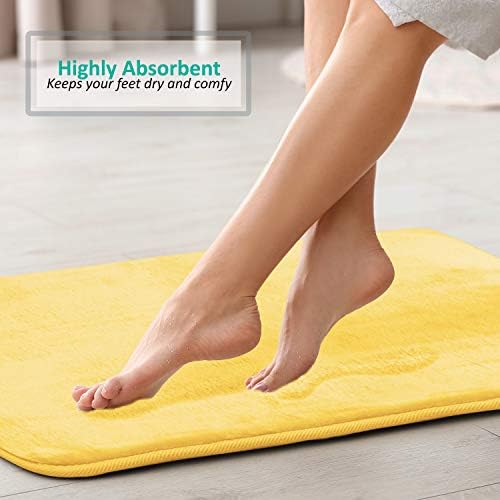 Clara Clark 2 Piece Bathroom Rugs, Velvet Memory Foam Bath Mat Set, Non-Slip Bath Rugs, Machine Wash, Dries Quickly, Ultra Soft Plush Bath Mats for Bathroom, 20 x 32 + Contour, Mellow Yellow - Image 7