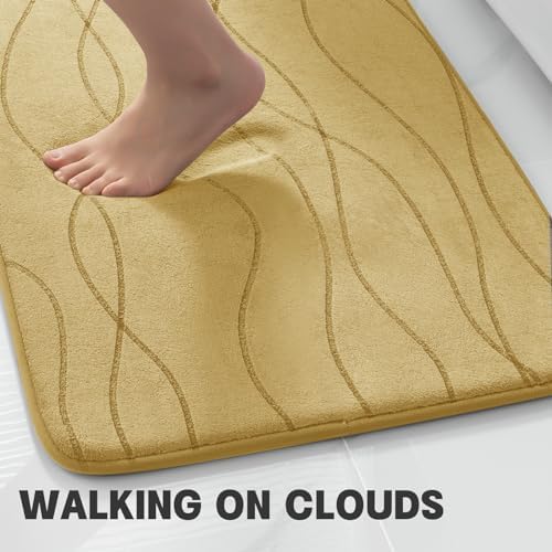 YIHOUSE Bathroom Rugs Set 2 Piece, Memory Foam Bath Mat Beige - Image 7