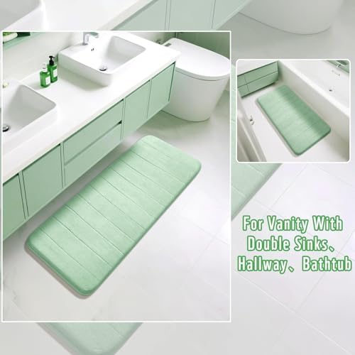 Yimobra Memory Foam Bath Mat, Super Soft Absorbent Bathroom Rug Non Slip 31.5x20 Inch, Quick Dry, Machine Washable Floor Carpet for Tub Shower, Home Decor Accessories, Pale Green - Image 6