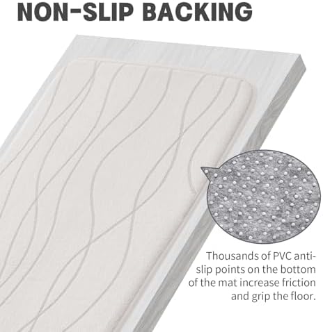 YIHOUSE Bathroom Rugs Set 2 Piece, Memory Foam Bath Mat White - Image 7
