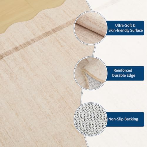 GarveeHome Scalloped Washable Rug 4x6 Living Room Area Rug, Oatmeal - Image 7