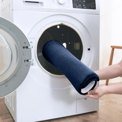 HUXMEYSON 3-Piece Memory Foam Bathroom Rug Set, Navy - Image 6