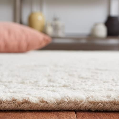 SAFAVIEH Blossom Collection Area Rug - 8' Square, Beige & Ivory, Handmade Wool, Ideal for High Traffic Areas in Living Room, Bedroom (BLM112B) - Image 7