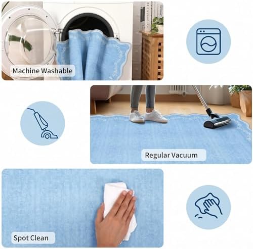 GarveeHome 2.5x8 Scalloped Washable Runner Rug Non Slip Hallway Kitchen Rug - Image 6