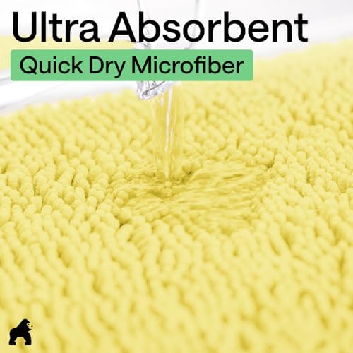 GORILLA GRIP Chenille Bath Rug Mat for Oval Toilet Base, 24x19 Yellow - Image 6