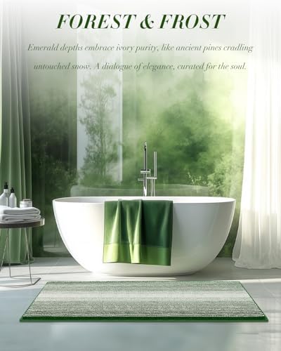 BSICPRO Large Bathroom Rugs Runner, 22x60 Striped Bath Mats, Hunter Green - Image 6