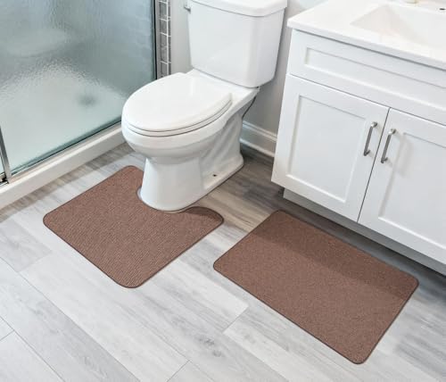 Bosap Bath Mat Set 2 Pieces,Ultra Thin Bathroom Rugs,Rubber Toilet Rugs - Image 6